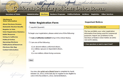 Online voter registration