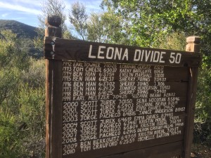 Leona Divide Sign on the Pacific Crest Trail.